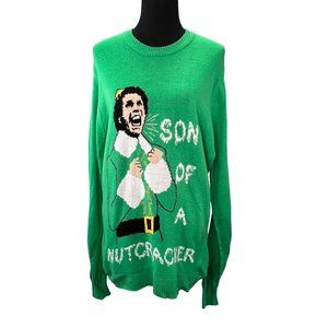 Elf Christmas Sweater Green XL Men Crewneck Son of a Nutcracker Will Ferrell